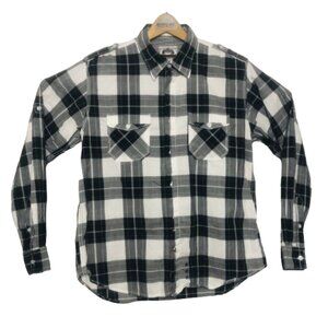 Allen Solly‎ Mens Black Grey & White Check Plaid L/S Ctn Btn Down Size 42